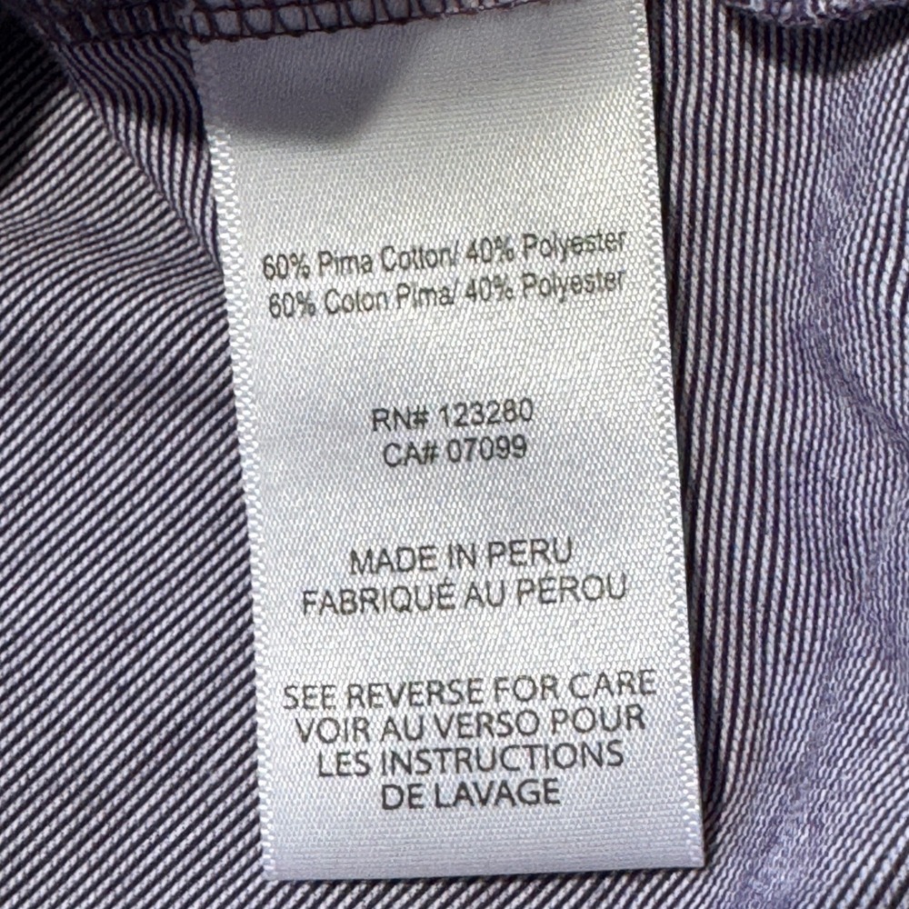 TRAVIS MATHEW Polo Shirt Men M Micro Stripe Gray Pima Cotton Blend Golf LuLu CC - Picture 10 of 13